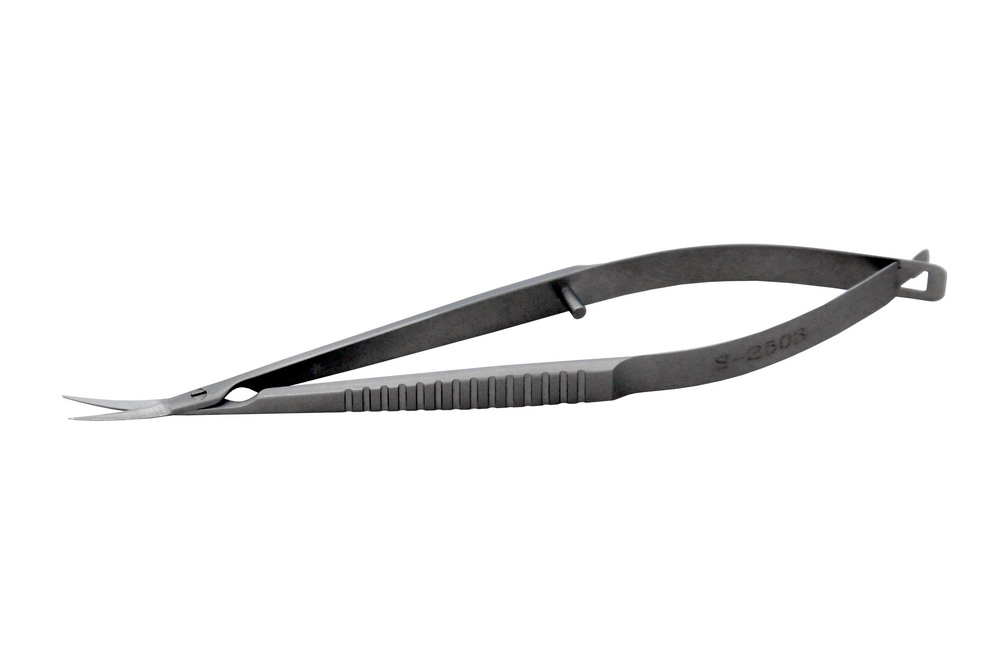 Ножницы конъюктивальные, 100мм, лезвие 11.5мм, изогнутые, тупо/остроконечные, круглая ручка