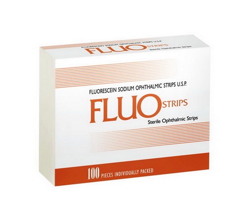 Полоски офтальмологические, с флюоресцином, FLUOSTRIPS, 100шт