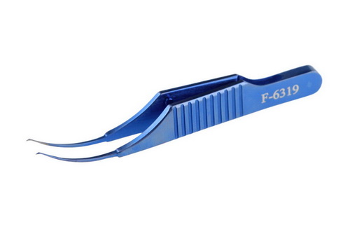 Пинцет для снятия швов, 77мм, платформа 6мм, 1х1 зуба 0.5мм, плоская ручка