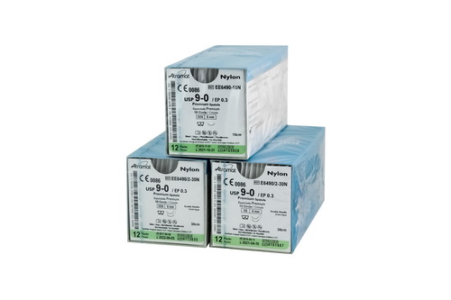 Нейлон, мононить полиамидная, 9-0 (0.3), ШПх2, 3/8, 6мм, ATRAMAT, EE6490/2-30N