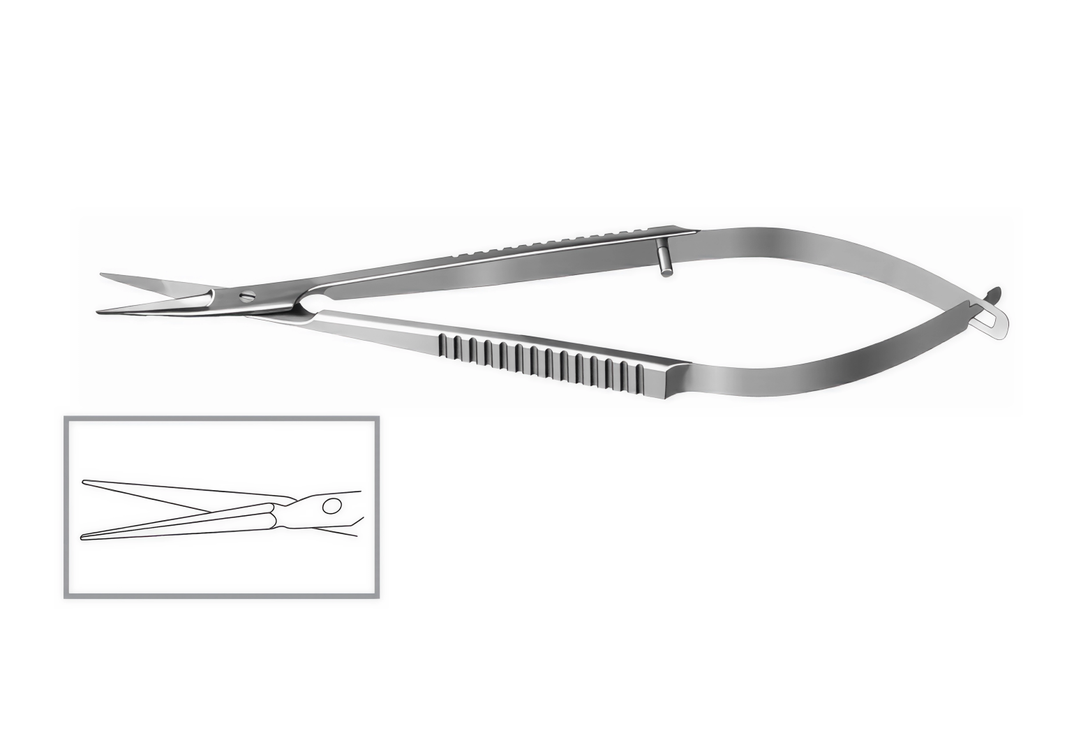 Ножницы конъюктивальные, 100мм, лезвия 11.5мм, прямые, плоские ручки