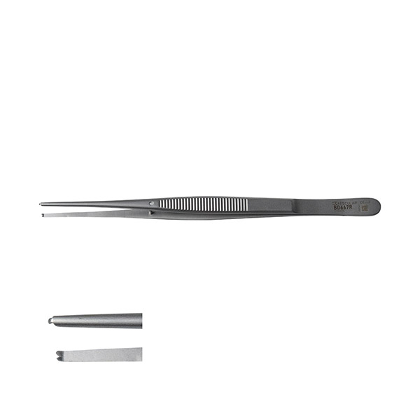 Пинцет хирургический, 150мм, 1х2 зуба, SEMKEN, тонкий, AESCULAP