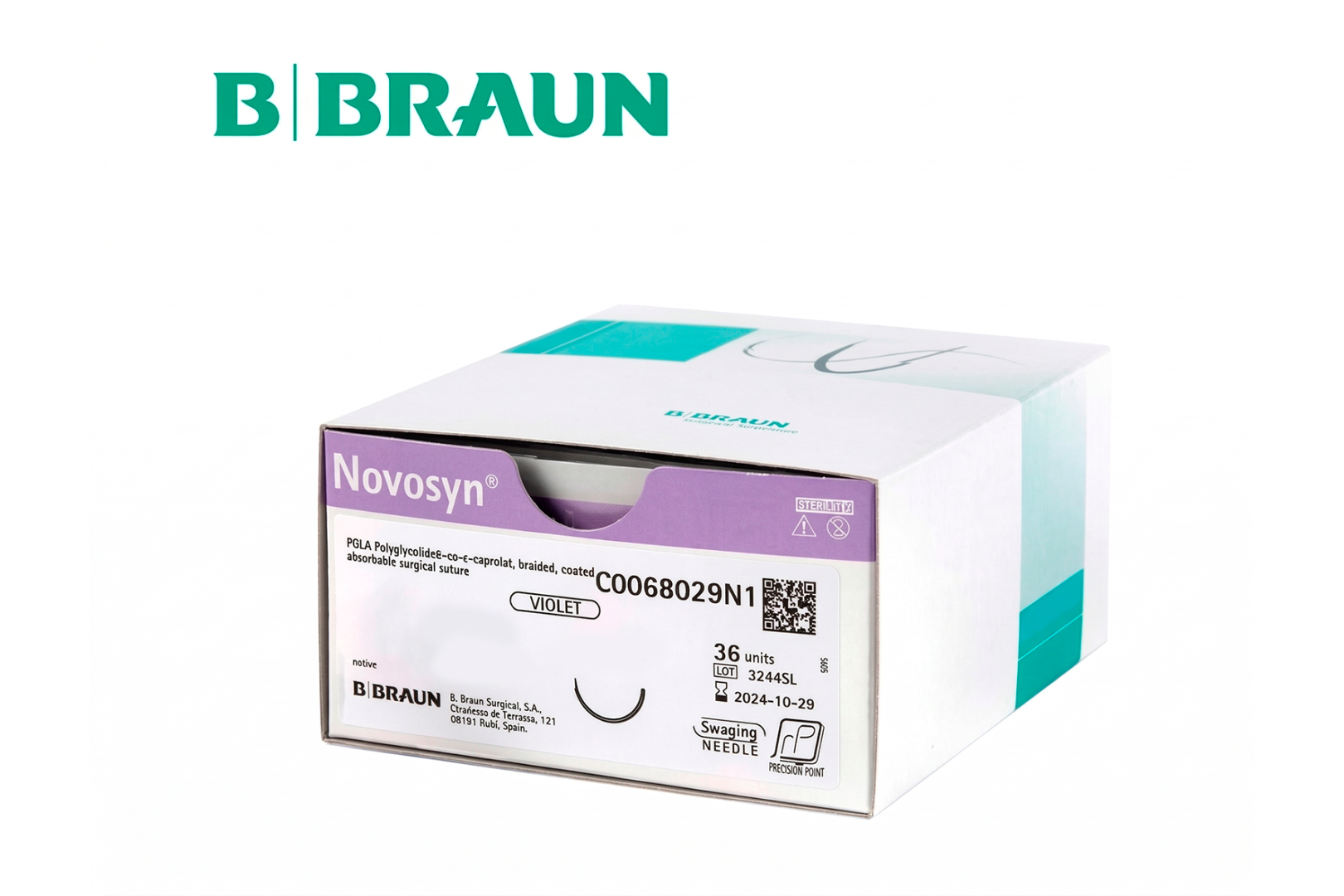 PGLA90, нить гликолид-лактид, 1 (4), ОР, 3/8, 30 мм, 70см, B.BRAUN, C0068249
