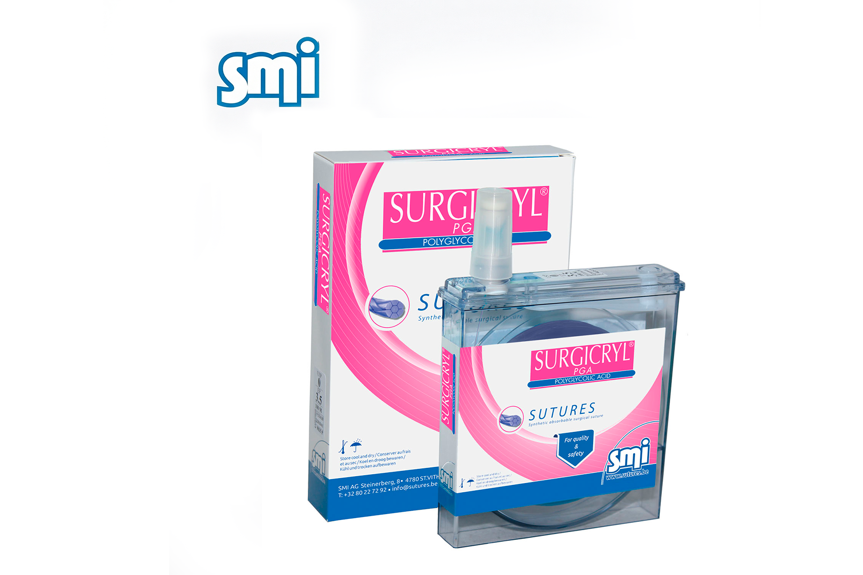 PGA, нить полигликолидная плетеная, в кассете, SMI