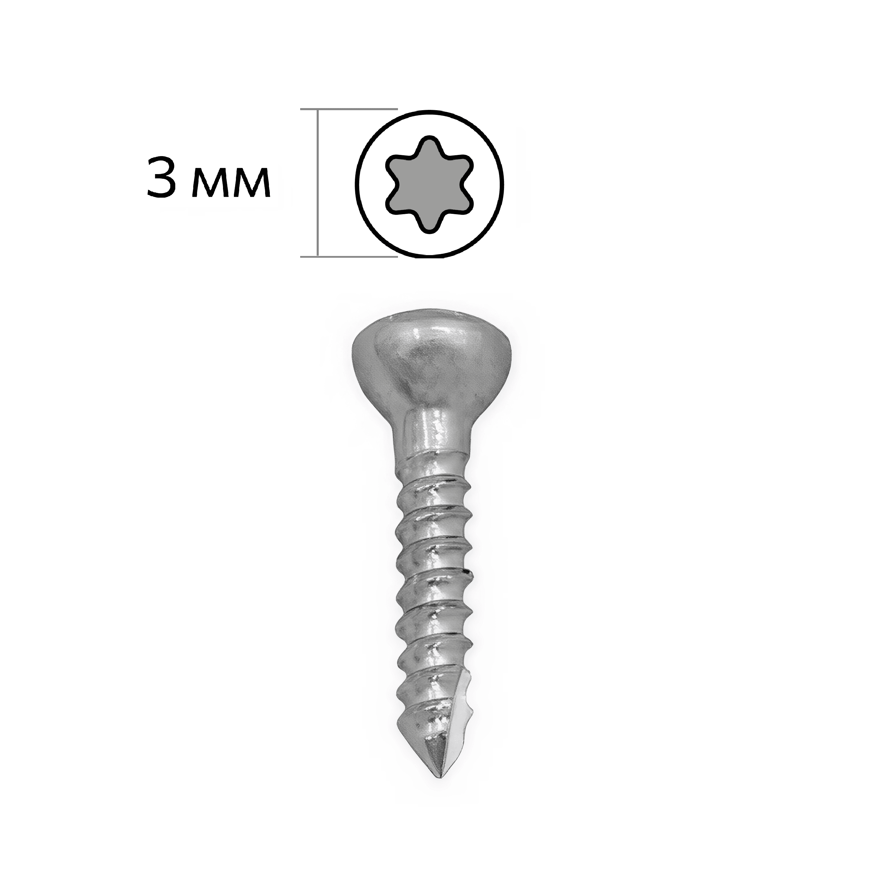 Винт кортикальный, 1.5мм, саморез, Т7