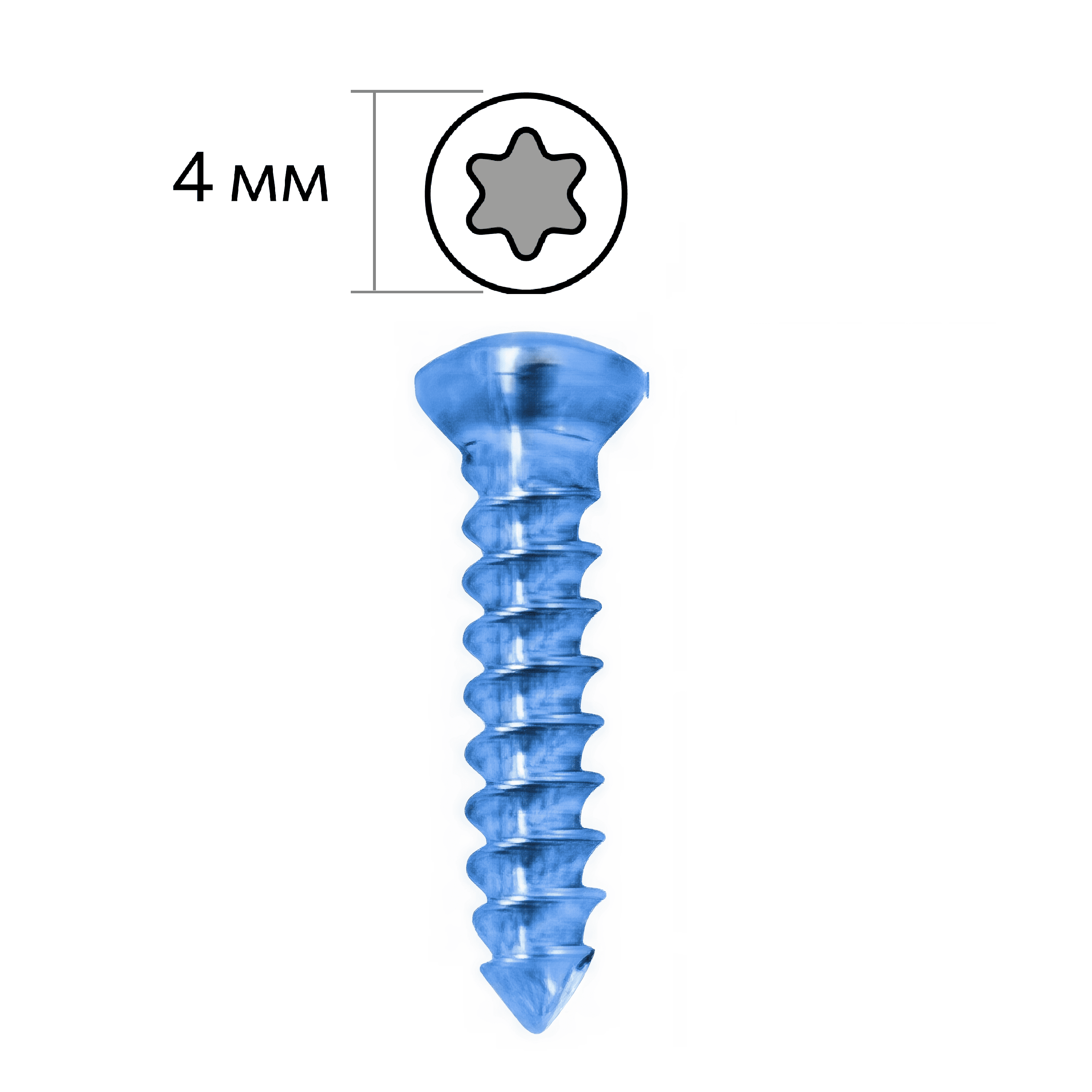 Винт кортикальный, 2.4мм, саморез, Т7