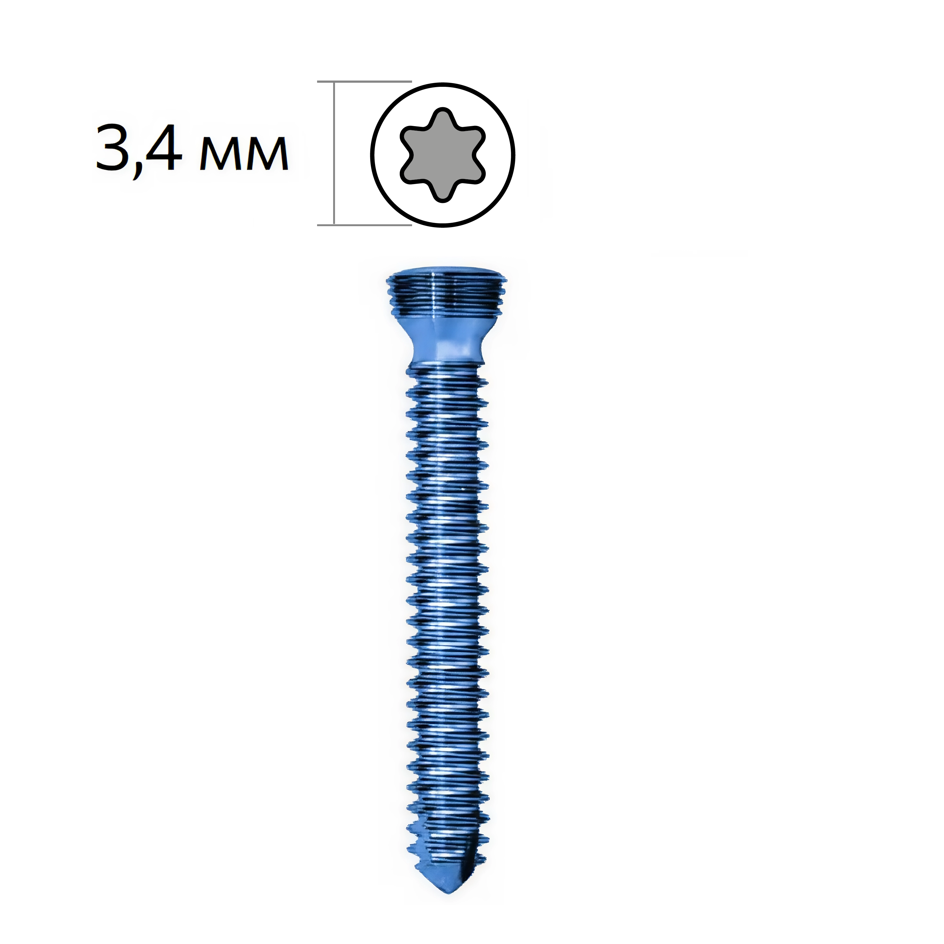 Винт кортикальный, блокируемый, 2.4мм, Т8